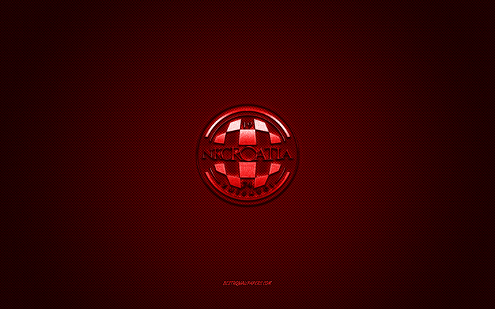 NK Croatia Zmijavci, Croatian football club, red logo, red carbon fiber background, Druga HNL, football, Zmijavci, Croatia, NK Croatia Zmijavci logo