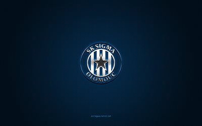 BohSK Sigma Olomouc, Czech football club, white logo, blue carbon fiber background, Czech First League, football, Olomouc, Czech Republic, SK Sigma Olomouc logo