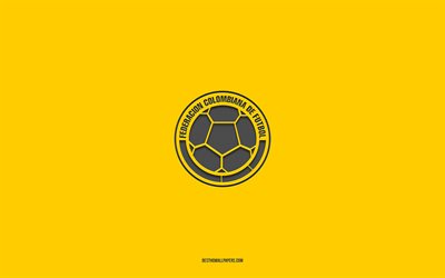 コロンビア代表サッカーチーム, 黄色の背景, サッカーチーム, 象徴, conmebol, コロンビア, フットボール, コロンビア代表サッカーチームのロゴ, 南アメリカ