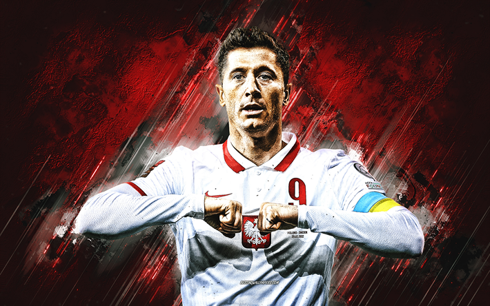 ロベルト・レヴァンドフスキ, ポーランド代表サッカーチーム, ポーランドのサッカー選手, 赤い石の背景, ポーランド, フットボール, ウクライナの旗
