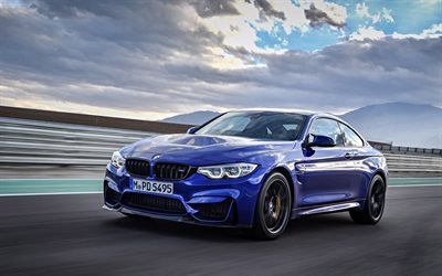 BMW M4 CS, 2018, Road, speed, blue M4, German cars, BMW