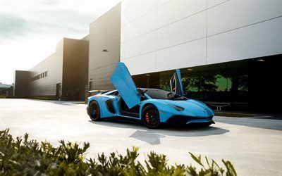 Lamborghini Aventador, 2017, Blue, Blue Aventador, Supercar, LP750-4, Lamborghini