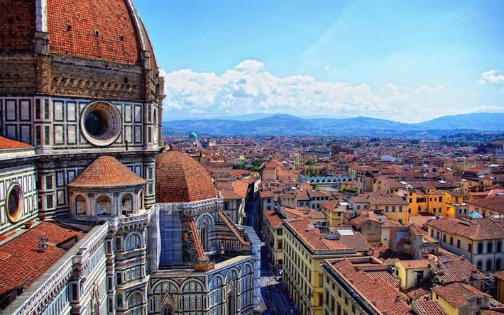 Florence, architecture, panorama, Italy
