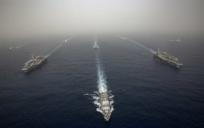 USS John C Stennis, CVN-74, USS Abraham Lincoln, CVN-72, US nuclear aircraft carriers, US Navy, battle group, warships, destroyers