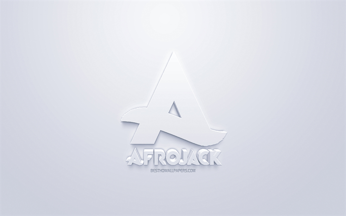 Afrojack, logo, Dutch DJ, 3D white logo, creative art, white background