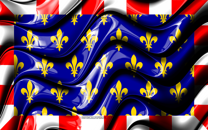 Touraine bandeira, 4k, Prov&#237;ncias da Fran&#231;a, distritos administrativos, Bandeira de Touraine, Arte 3D, Touraine, prov&#237;ncias francesas, Touraine 3D bandeira, Fran&#231;a, Europa