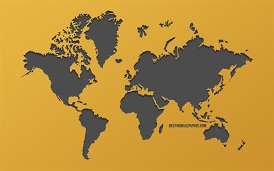 mundo creativo mapa, fondo dorado, continentes, rejilla de metal textura, conceptos mapa del mundo