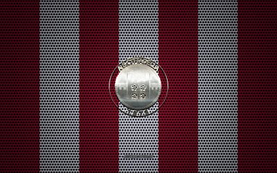 COMME Cittadella logo, italien, club de football, embl&#232;me m&#233;tallique, rouge-blanc maille en m&#233;tal d&#39;arri&#232;re-plan, COMME Cittadella, Serie B, Cittadella, Italie, football