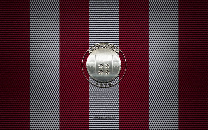 COMO Cittadella logotipo, Italiano de futebol do clube, emblema de metal, vermelho, branco, malha de metal de fundo, COMO Cittadella, S&#233;rie B, A cidadela, It&#225;lia, futebol
