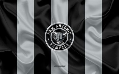 San Antonio Rampage, American Hockey Club, emblem, silk flag, gray-black silk texture, AHL, San Antonio Rampage logo, San Antonio, Texas, USA, hockey, American Hockey League