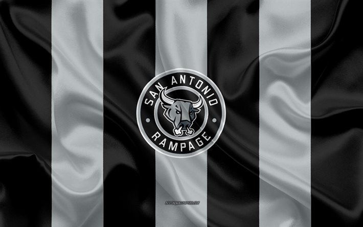 San Antonio Rampage, Americana De H&#243;quei Clube, emblema, seda bandeira, cinzento-preto de seda textura, AHL, San Antonio Rampage logotipo, San Antonio, Texas, EUA, h&#243;quei, American Hockey League