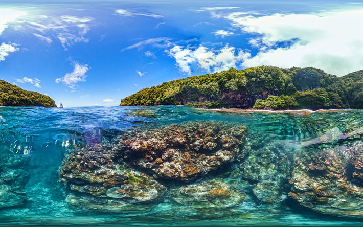 Samoa americana, 4k, mundo submarino de los arrecifes de coral, el para&#237;so, el oc&#233;ano, estados UNIDOS, la hermosa naturaleza, Am&#233;rica, HDR