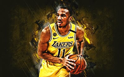 Avery Bradley, NBA, les Los Angeles Lakers, en pierre jaune de fond, Joueur de Basket Am&#233;ricain, portrait, etats-unis, le basket-ball, les Los Angeles Lakers joueurs, Avery Antonio Bradley Jr