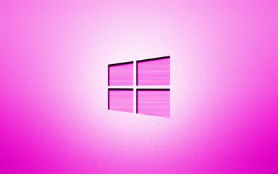 4k, Windows10紫色のロゴ, 創造, 紫色の背景, ミニマリズムにおけるメディウム, 経営システム, Windows10のロゴ, 作品, Windows10