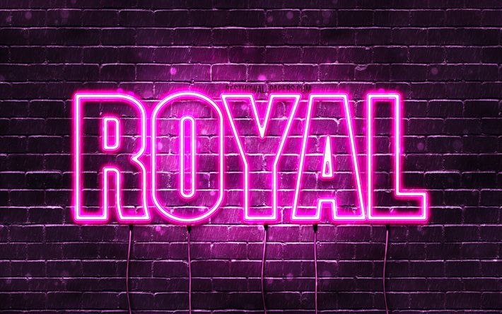 Royal, 4k, wallpapers with names, female names, Royal name, purple neon lights, Happy Birthday Royal, picture with Royal name