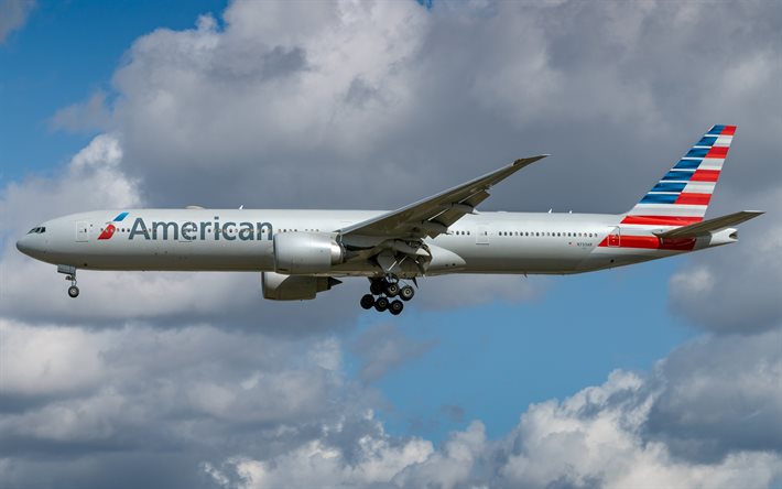Boeing 777-300ER, passenger plane, American Airlines, air travel concepts, airliner, Boeing
