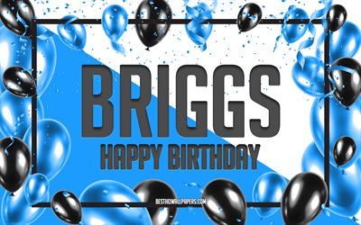 Happy Birthday Briggs, Birthday Balloons Background, Briggs, wallpapers with names, Briggs Happy Birthday, Blue Balloons Birthday Background, greeting card, Briggs Birthday