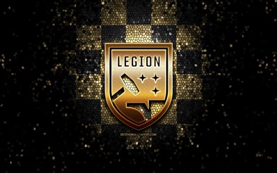 Birmingham Legion FC, glitter logo, USL, kahverengi siyah damalı arka plan, ABD, Amerikan futbol takımı, Birmingham Legion, United Futbol Ligi, Birmingham Legion logo, mozaik sanatı, futbol, Amerika