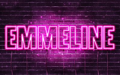 Emmeline, 4k, wallpapers with names, female names, Emmeline name, purple neon lights, Happy Birthday Emmeline, picture with Emmeline name