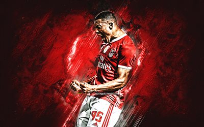 Carlos Vinicius, Benfica, retrato, Brasileiro jogador de futebol, criativo fundo vermelho, pedra de arte, futebol, Portugal