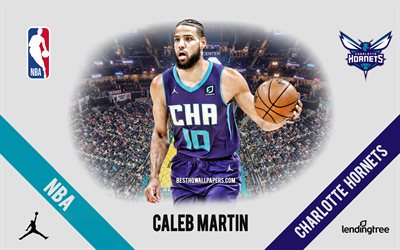 Caleb Martin, Charlotte Hornets, Joueur Am&#233;ricain de Basket, la NBA, portrait, etats-unis, le basket-ball, le Spectre Centre, Charlotte Hornets logo