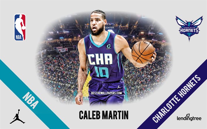 Caleb Martin, Charlotte Hornets, Amerikansk Basketspelare, NBA, portr&#228;tt, USA, basket, Spectrum Center, Charlotte Hornets logotyp