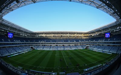 Kaliningrad Stadium, football field, lawn, 4k, Arena Baltika, 2018 FIFA World Cup, Kaliningrad, Russia