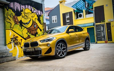 BMW X2 sDrive20i M Sport X, 4k, crossover, 2018 auto, giallo x2, BMW