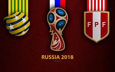 Australia vs Peru, 4k, Group C, football, June 26, logos, 2018 FIFA World Cup, Russia 2018, burgundy leather texture, Russia 2018 logo, cup, Australia, Peru, national teams, football match