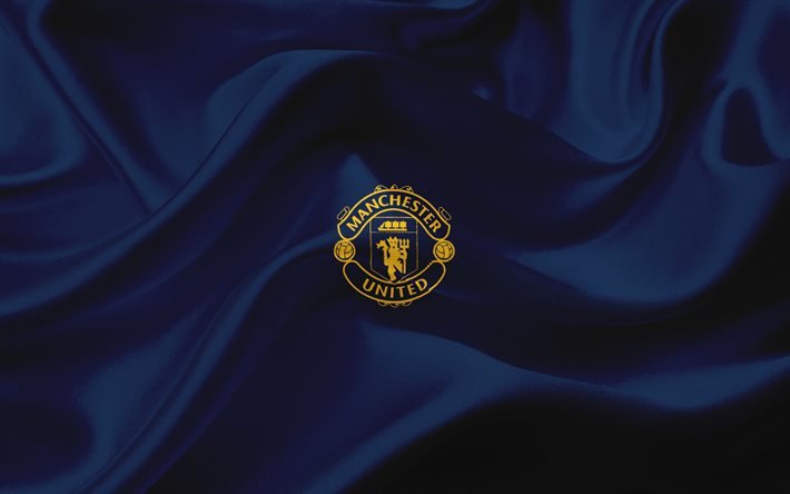 Manchester United, Premier League, football, MU emblem, England, blue silk