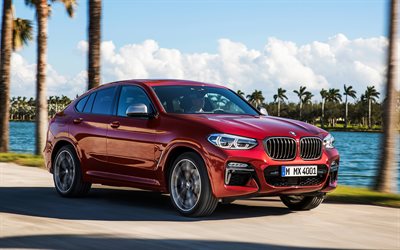 BMW X4, M40i, 2019, front view, red sports SUV, new red X4, German cars, BMW