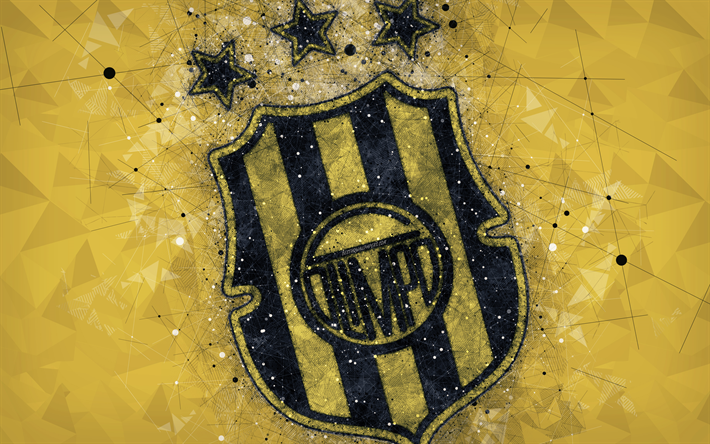 Club Olimpo, 4k, el logotipo, el arte geom&#233;trico, el Argentino de clubes de f&#250;tbol, amarillo, abstracto, antecedentes, Argentino de Primera Divisi&#243;n, f&#250;tbol, Bah&#237;a Blanca, Argentina, arte creativo, Olimpo FC, Club Olimpo de Bah&#2