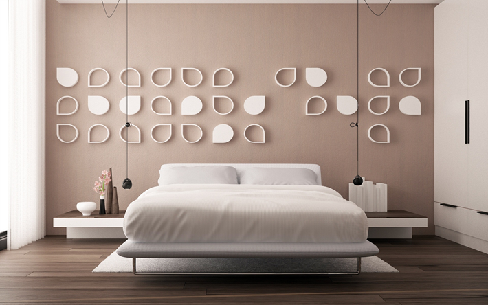 ダウンロード画像 おしゃれなインテリアデザイン ベッドルーム 大きめのベッド モダンなインテリア 茶色のベッドルーム フリー のピクチャを無料デスクトップの壁紙