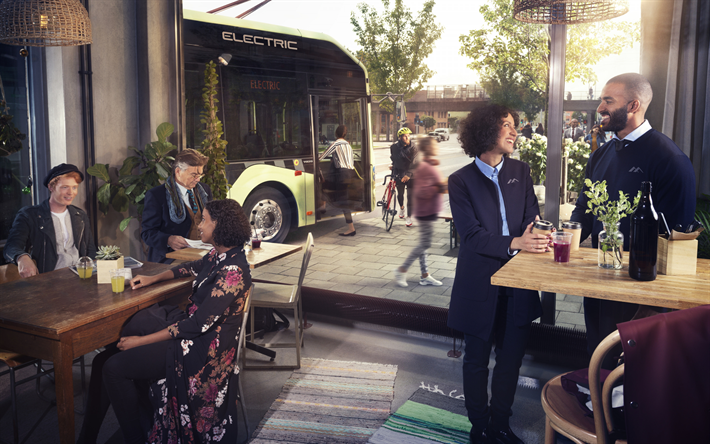 Volvo 7900 Elettrico, 2018, nuovo autobus elettrico, trasporto pubblico, G&#246;teborg, Volvo, Svezia, autobus moderni