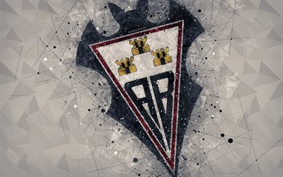 Albacete Balompie FC, 4k, geometrinen taide, logo, harmaa abstrakti tausta, Espanjan football club, tunnus, LaLiga2, Segunda Division B, Albacete, Espanja, jalkapallo, creative art