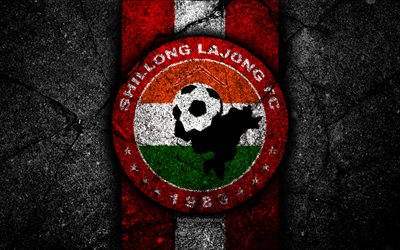 4k, Shillong Lajong FC, emblem, I-League, soccer, India, football club, Shillong Lajong, logo, asphalt texture, FC Shillong Lajong