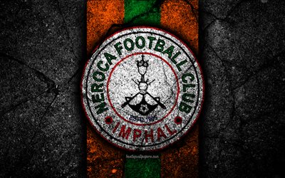 4k, Neroca FC, emblem, I-League, soccer, India, football club, Neroca, logo, asphalt texture, FC Neroca