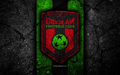 4k, Gokulam FC, emblem, I-League, soccer, India, football club, Gokulam, logo, asphalt texture, FC Gokulam