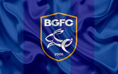 Bangkok Glass FC, BGFC, 4k, logo, silk texture, Thai professional football club, blue flag, Thai League 1, Bangkok, Thailand, football, Thai Premier League
