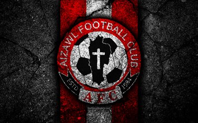 4k, Aizawl FC, emblem, I-League, soccer, India, football club, Aizawl, logo, asphalt texture, FC Aizawl