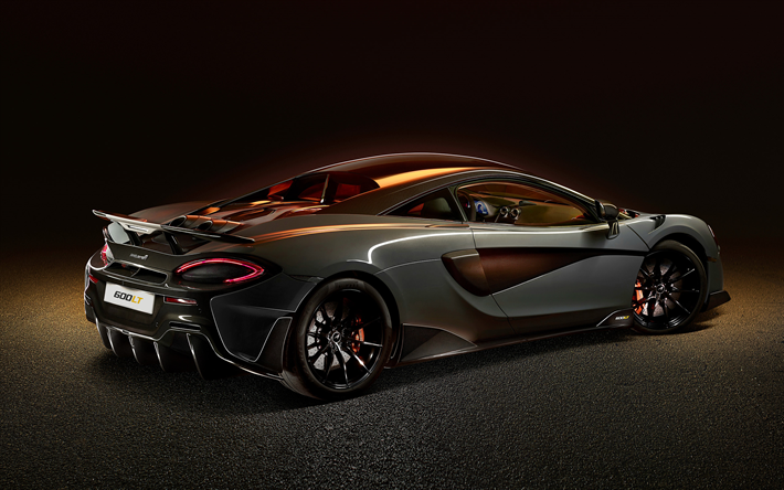 McLaren 600LT, 2019, gray sports coupe, tuning, rear view, exterior, luxury supercar, new gray 600LT, British sports cars, McLaren