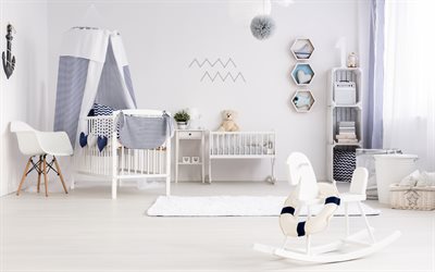 modern stylish room interior for a little boy, childrens room, light stylish interior design, project