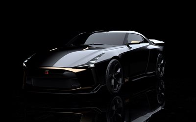 La Nissan GT-R50, 2018, Italdesign Concept, tuning, concepts supercar, vue de face, coup&#233; de luxe, Japonais supercars, Nissan