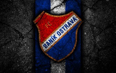 4k, Banik FC, emblem, football, Czech football club, black stone, 1 Liga, Banik Ostrava, Czech Republic, asphalt textures, Czech First League, soccer, FC Banik
