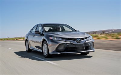 4k, Toyota Camry Hybrid, road, 2018 cars, gray Camry, japanese cars, Toyota