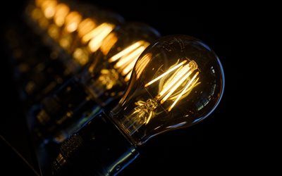 light bulbs, black background, idea concepts, business, light concepts