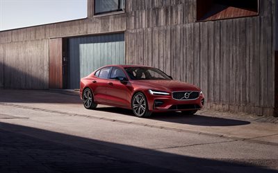 4k, Volvo S60, tehdas, 2019 autot, ylellisyytt&#228; sedans, punainen s60, Volvo