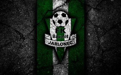 4k, Jablonec FC, emblem, football, Czech football club, black stone, 1 Liga, Jablonec, Czech Republic, asphalt textures, Czech First League, soccer, FC Jablonec