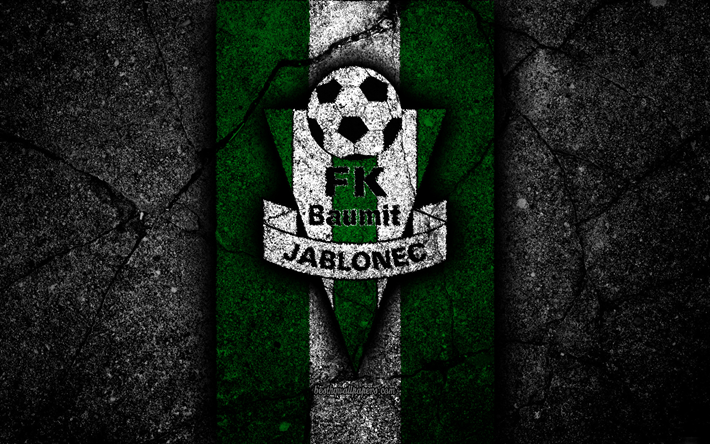 4k, Jablonec FC, emblema, il calcio, la ceca football club, pietra nera, 1 Liga, Jablonec, Repubblica ceca, asfalto texture, ceco Primo Campionato, calcio, FC Jablonec
