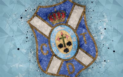 CD Tenerife, 4k, geometrinen taide, logo, sininen abstrakti tausta, Espanjan football club, tunnus, LaLiga2, Segunda Division B, Santa Cruz de Tenerife, Espanja, jalkapallo, creative art, Tenerife FC